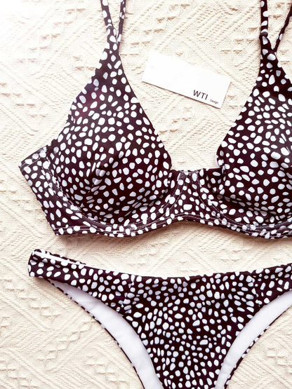 Cute Spot High Rise Underwire Bikini Swimwear - worthtryit.com
