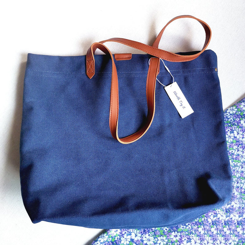 Canvas Bag with Leather Handles Transport Oversized Tote Bags