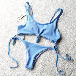 Bowknot Spaghetti Bikini-Baby Blue - worthtryit.com