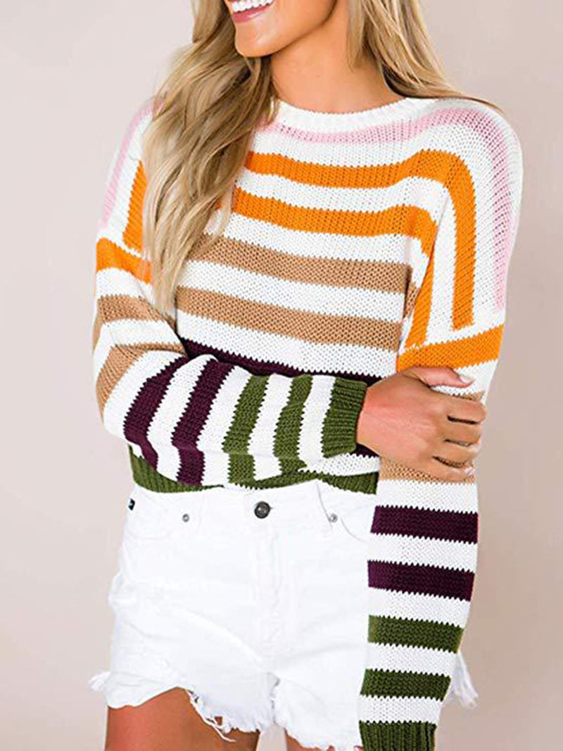 Colorful Stripes Knit Short Sweater