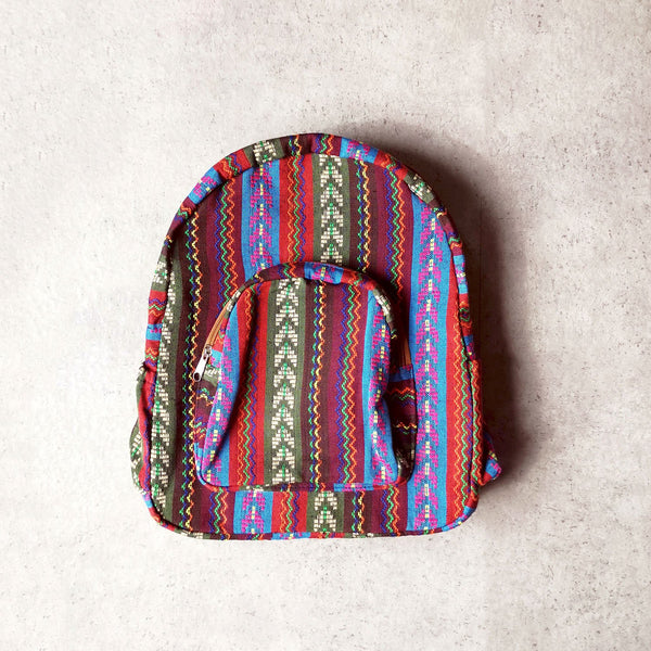 Boho Style Thailand Cotton Backpack-Green Row