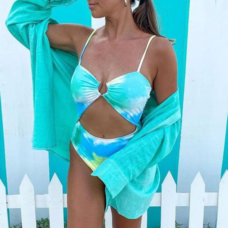 Tie Dye Front Cut One Piece Swimsuit