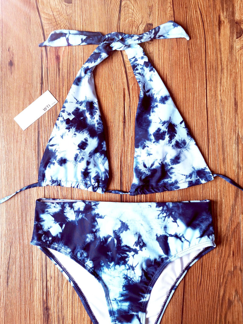 Tie Dye High Waisted Two Piece Bikini Set - worthtryit.com