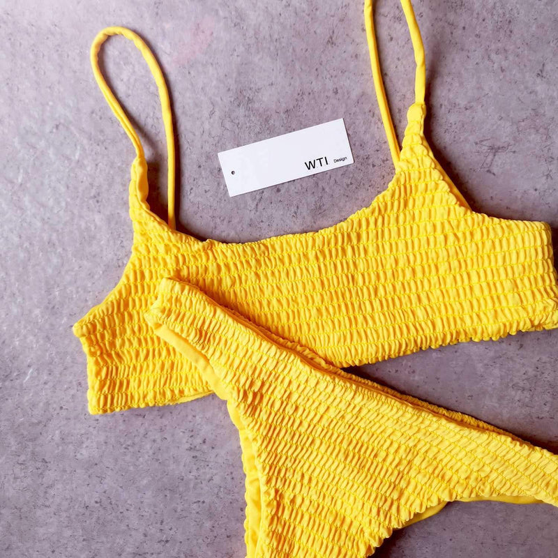 Cute Scrunch Spaghetti Bikini Set - worthtryit.com