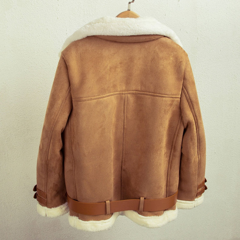 Oversized Faux Fur Moto Bike Jacket - worthtryit.com