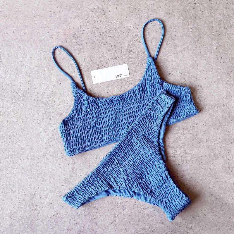 Cute Scrunch Spaghetti Bikini Set - worthtryit.com