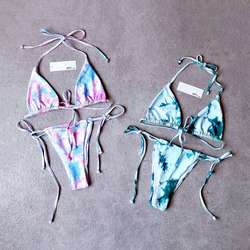 Tie Dye Cheeky Triangle Bikini Swimsuit