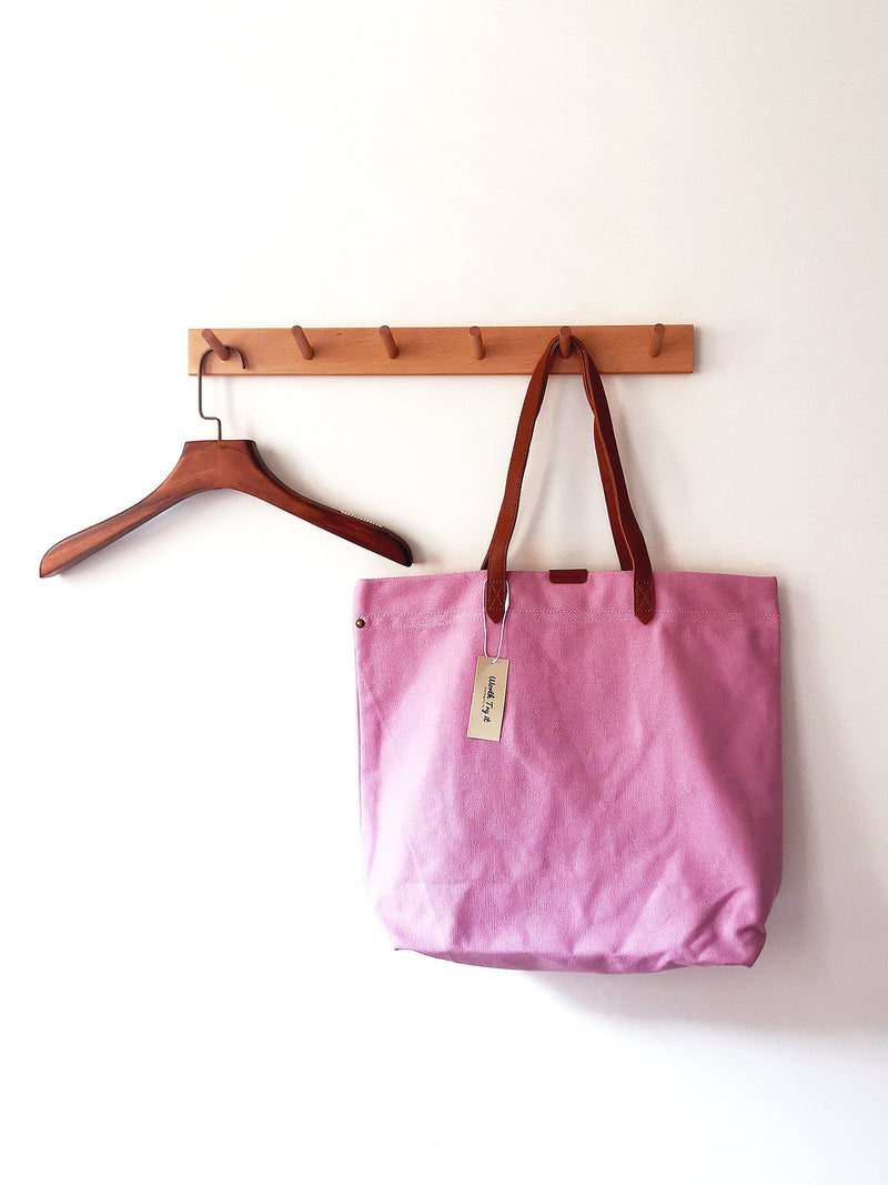 Canvas Bag with Leather Handles Transport Oversized Tote Bags