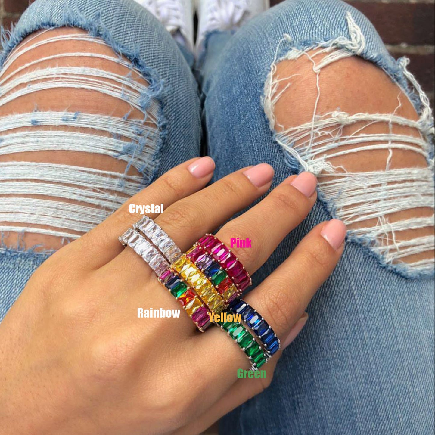 Rainbow Baguette Ring