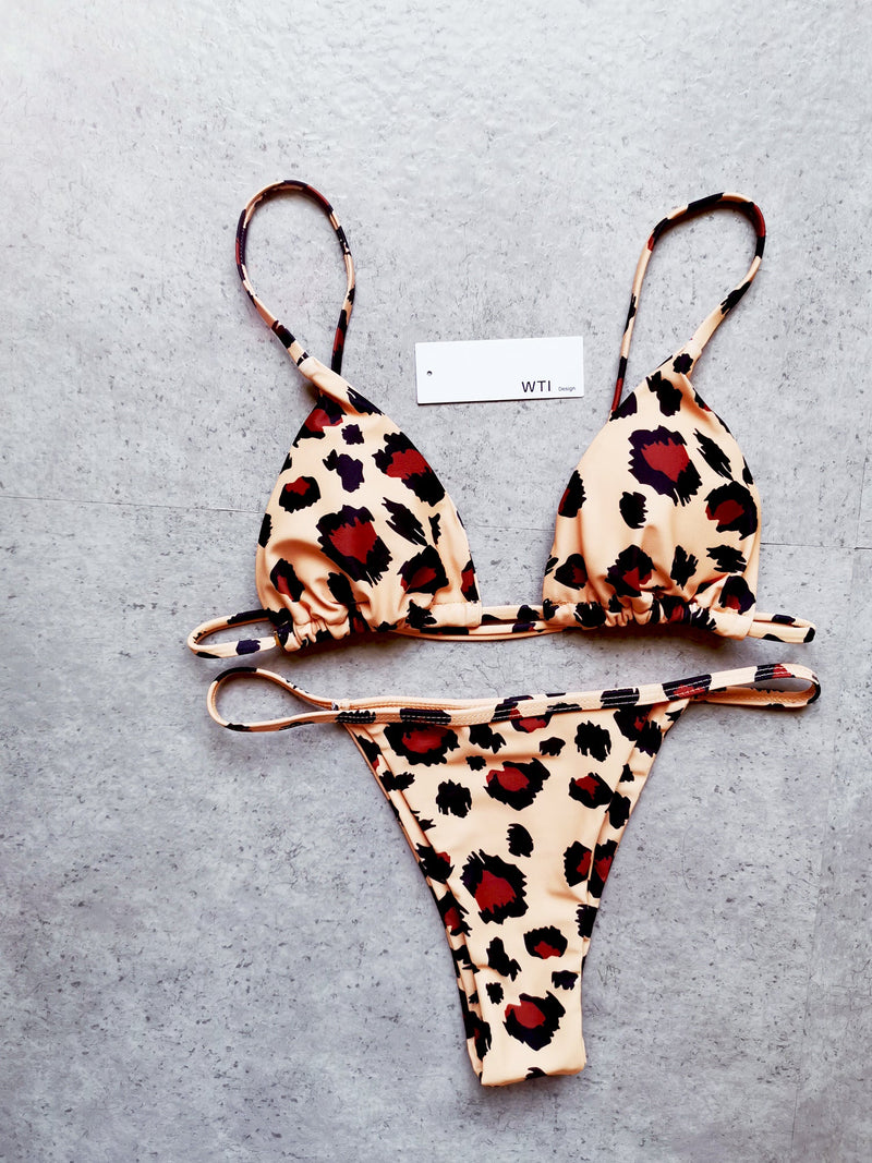 Leopard Print Triangle Bikini Set - worthtryit.com