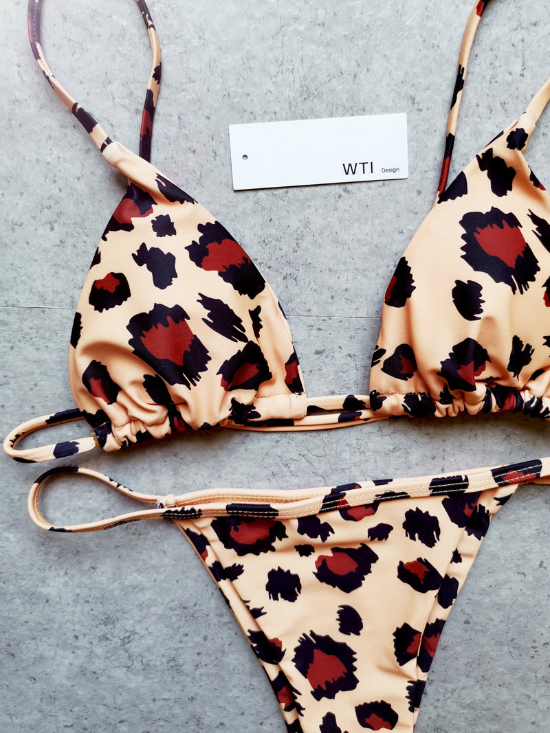 Leopard Print Triangle Bikini Set - worthtryit.com