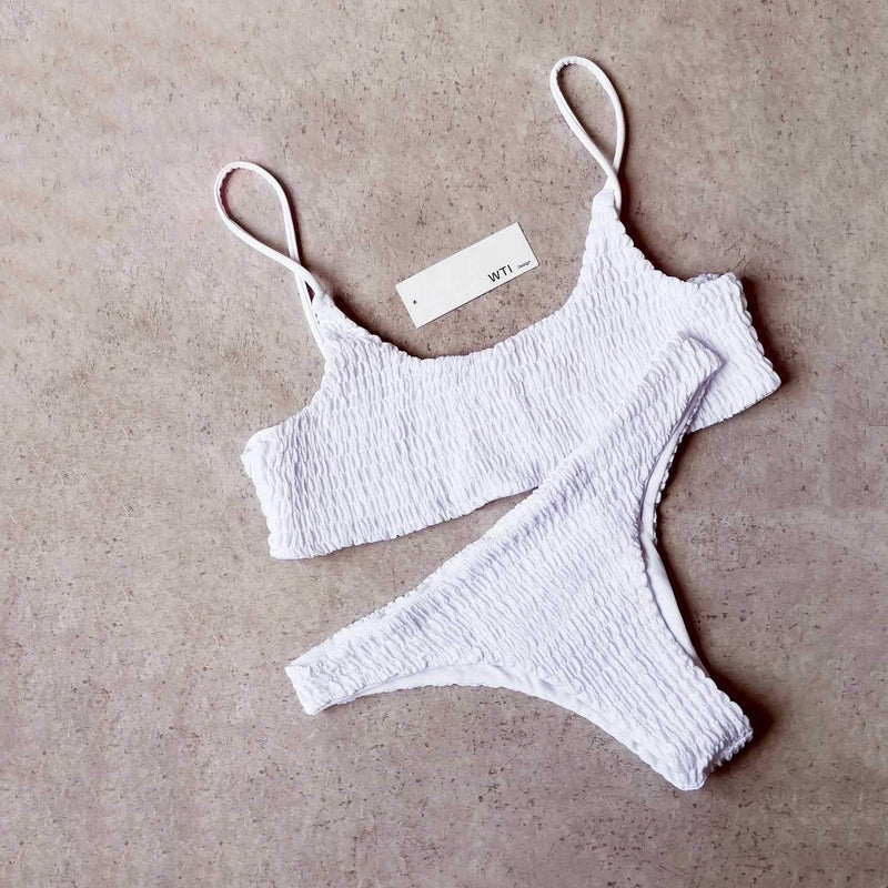 Cute Scrunch Spaghetti Bikini Set - worthtryit.com