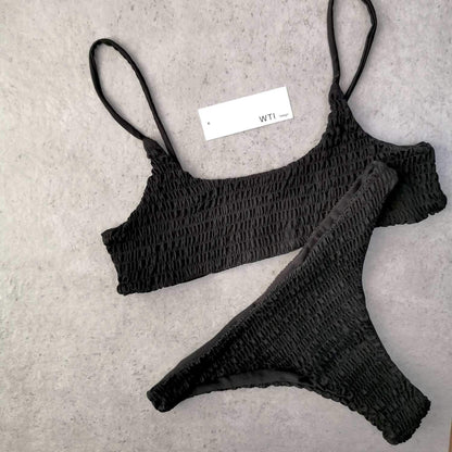 Cute Scrunch Spaghetti Bikini Set - worthtryit.com