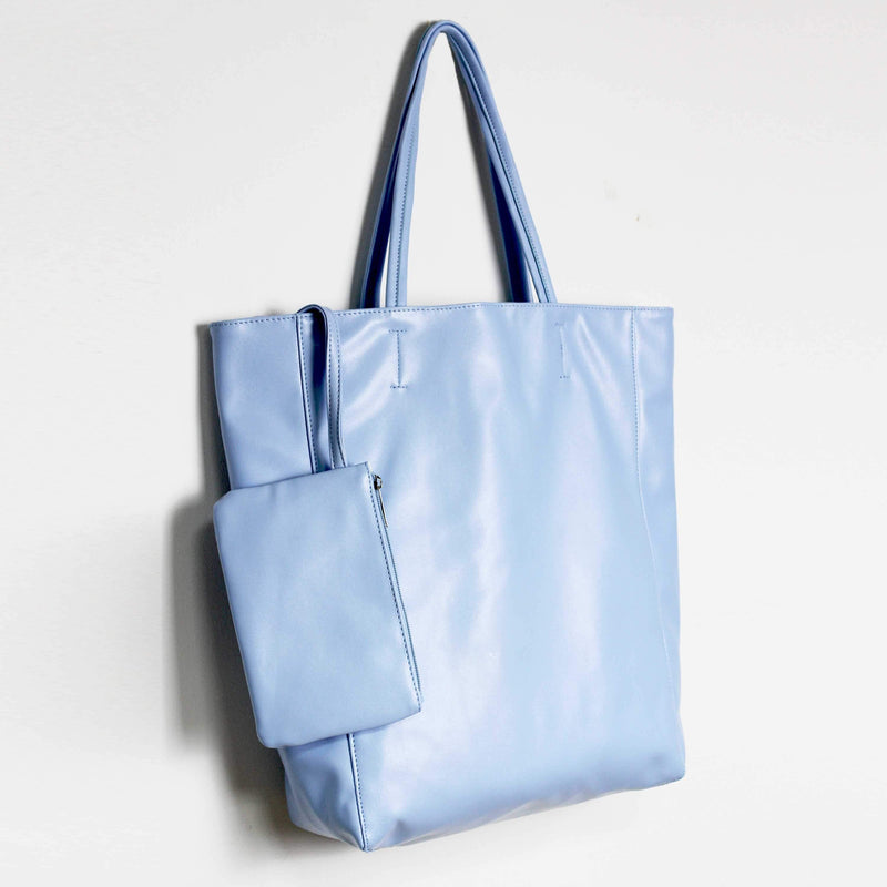 Eco Vegan Leather Lambskin Work Tote bag Large 16.7" With Little Purse Inside