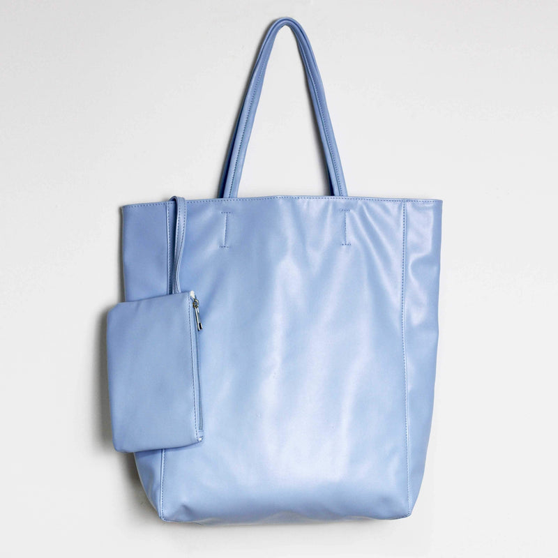 Eco Vegan Leather Lambskin Work Tote bag Large 16.7" With Little Purse Inside