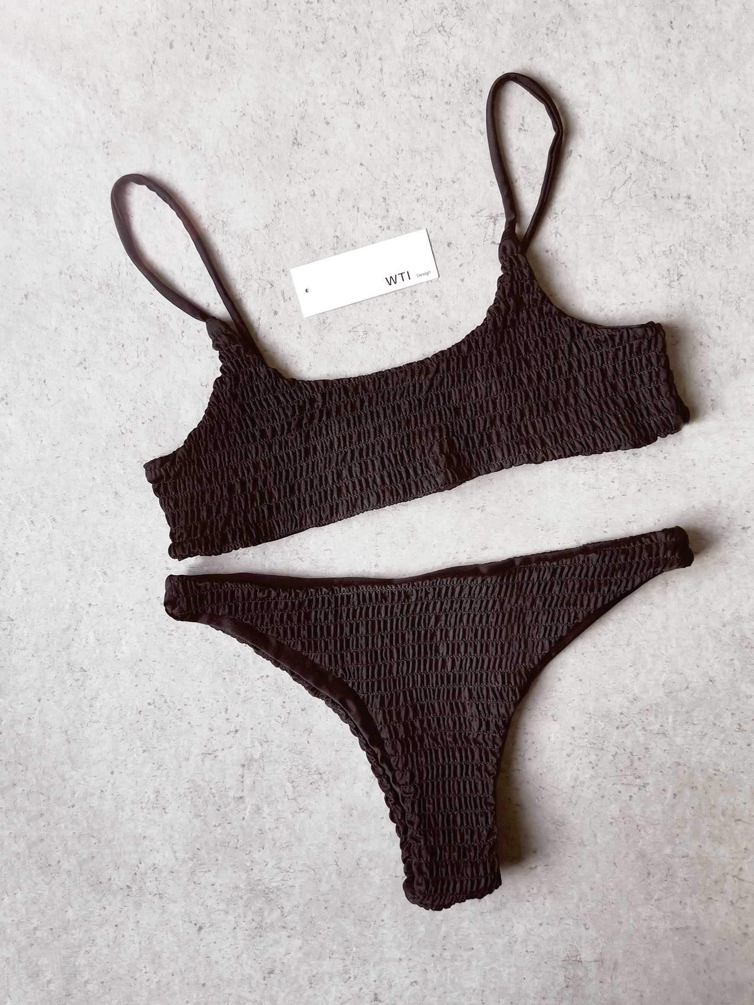Cute Scrunch Spaghetti Bikini Set - worthtryit.com