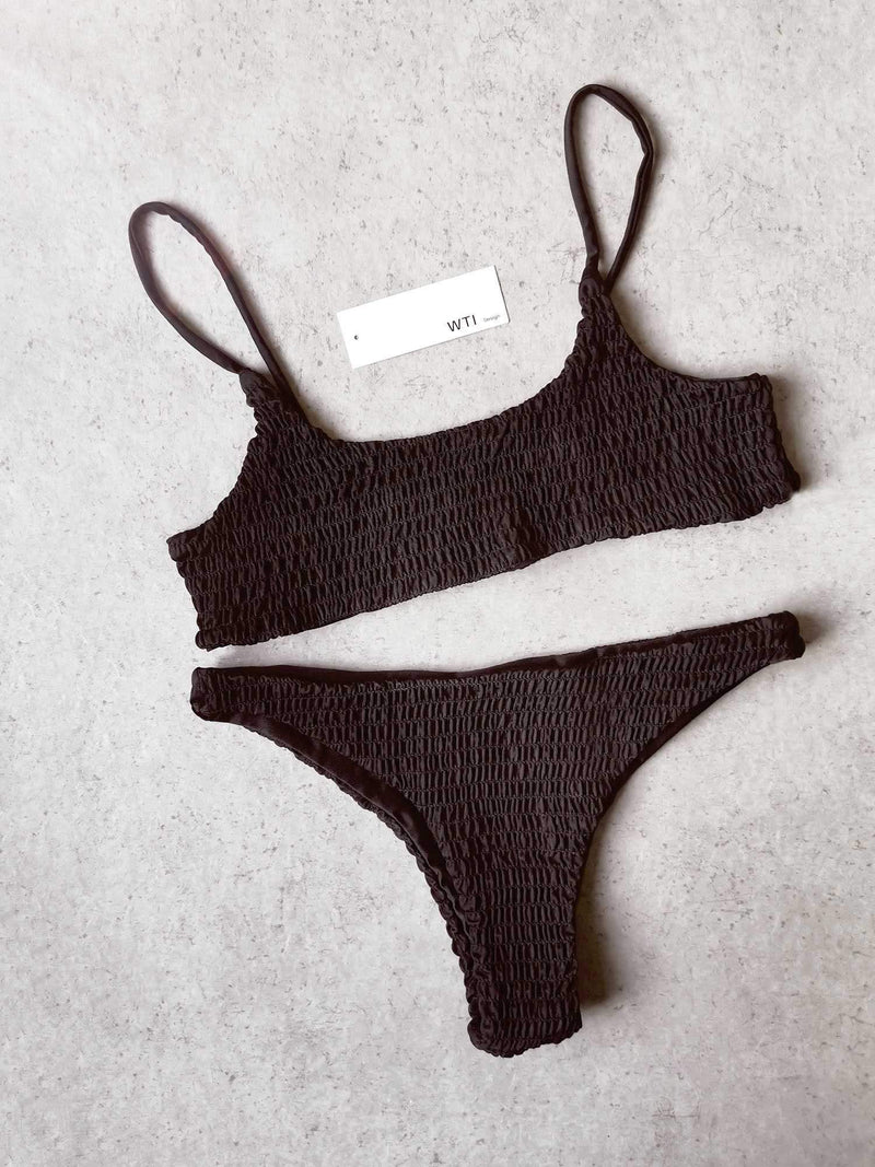 Cute Scrunch Spaghetti Bikini Set - worthtryit.com