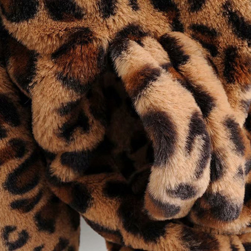 Leopard Teddy Sweater Faux Fur Jacket