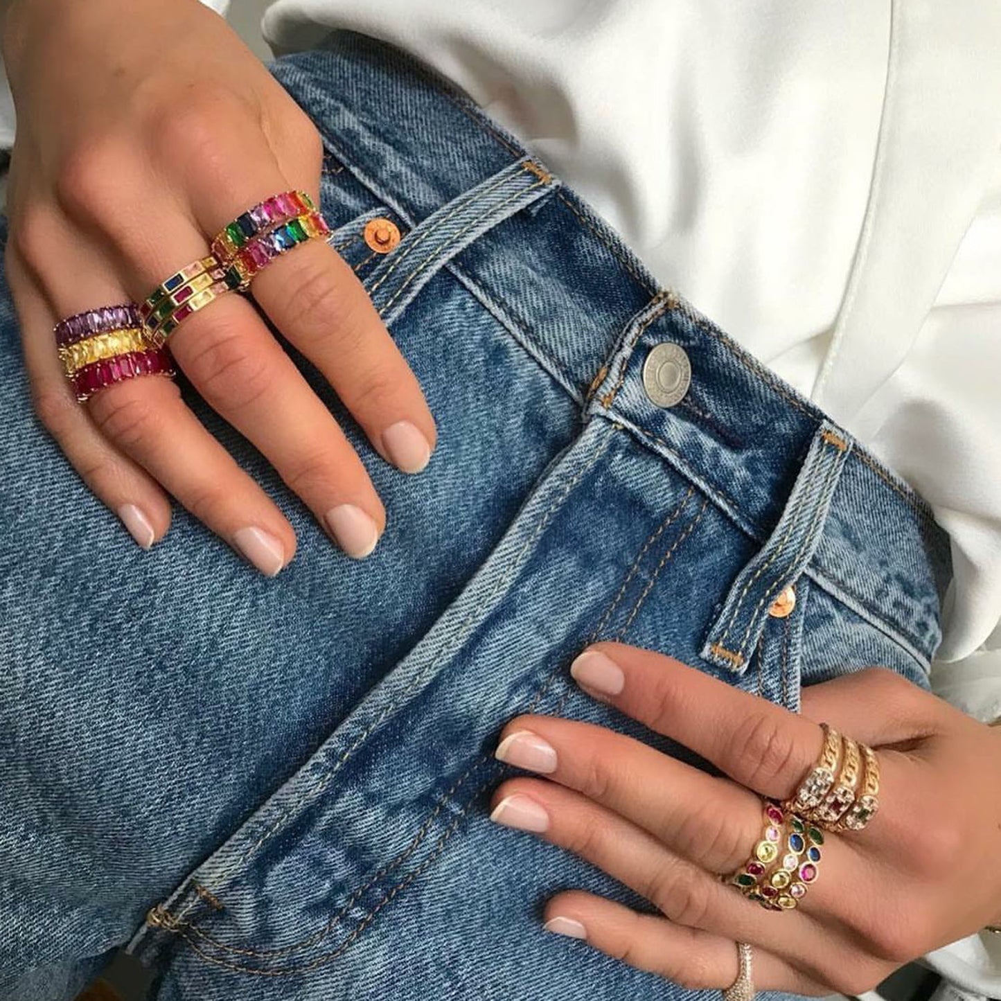 Rainbow Baguette Ring