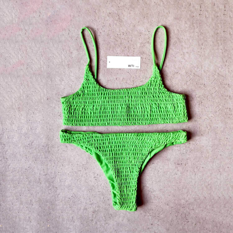 Cute Scrunch Spaghetti Bikini Set - worthtryit.com