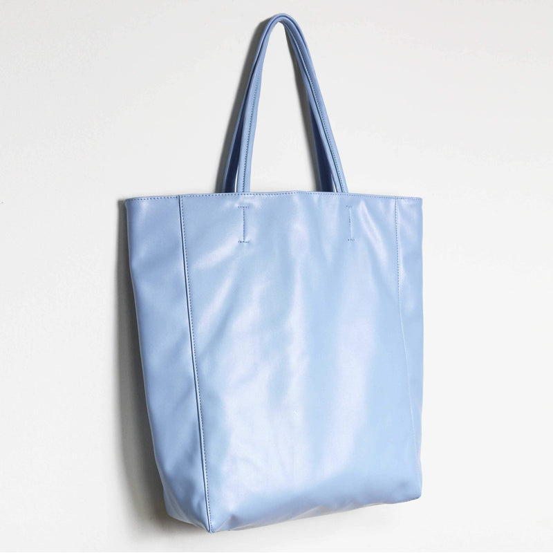 Eco Vegan Leather Lambskin Work Tote bag Large 16.7" With Little Purse Inside