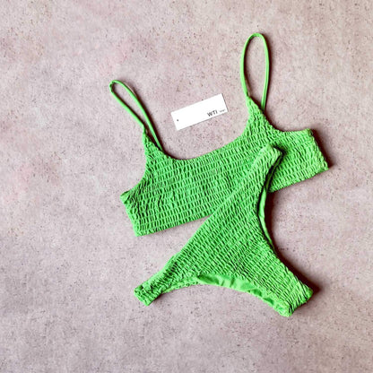 Cute Scrunch Spaghetti Bikini Set - worthtryit.com