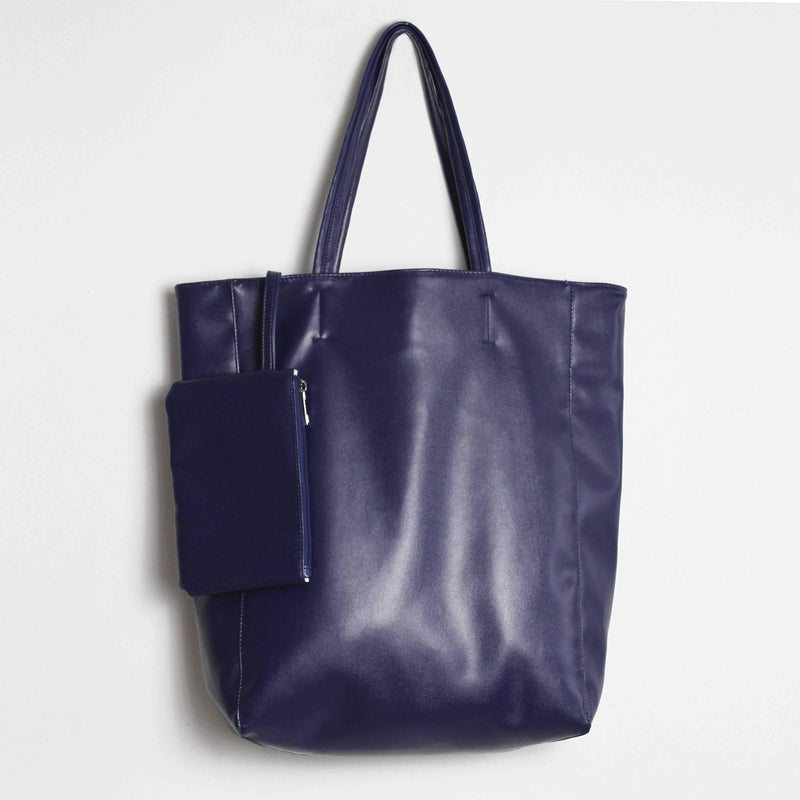 Eco Vegan Leather Lambskin Work Tote bag Large 16.7" With Little Purse Inside
