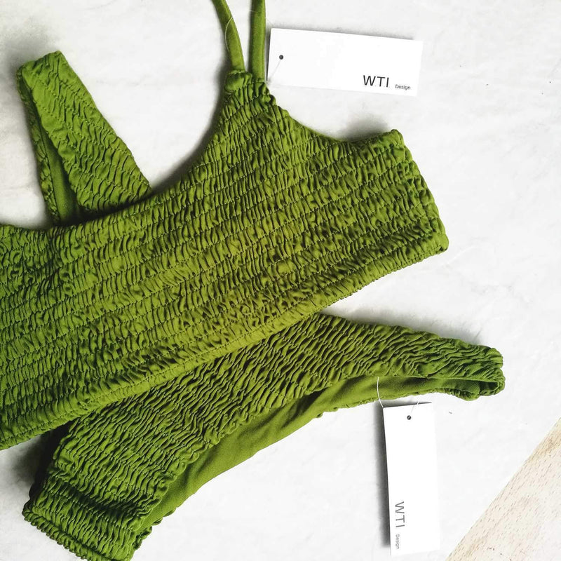 Cute Scrunch Spaghetti Bikini Set - worthtryit.com