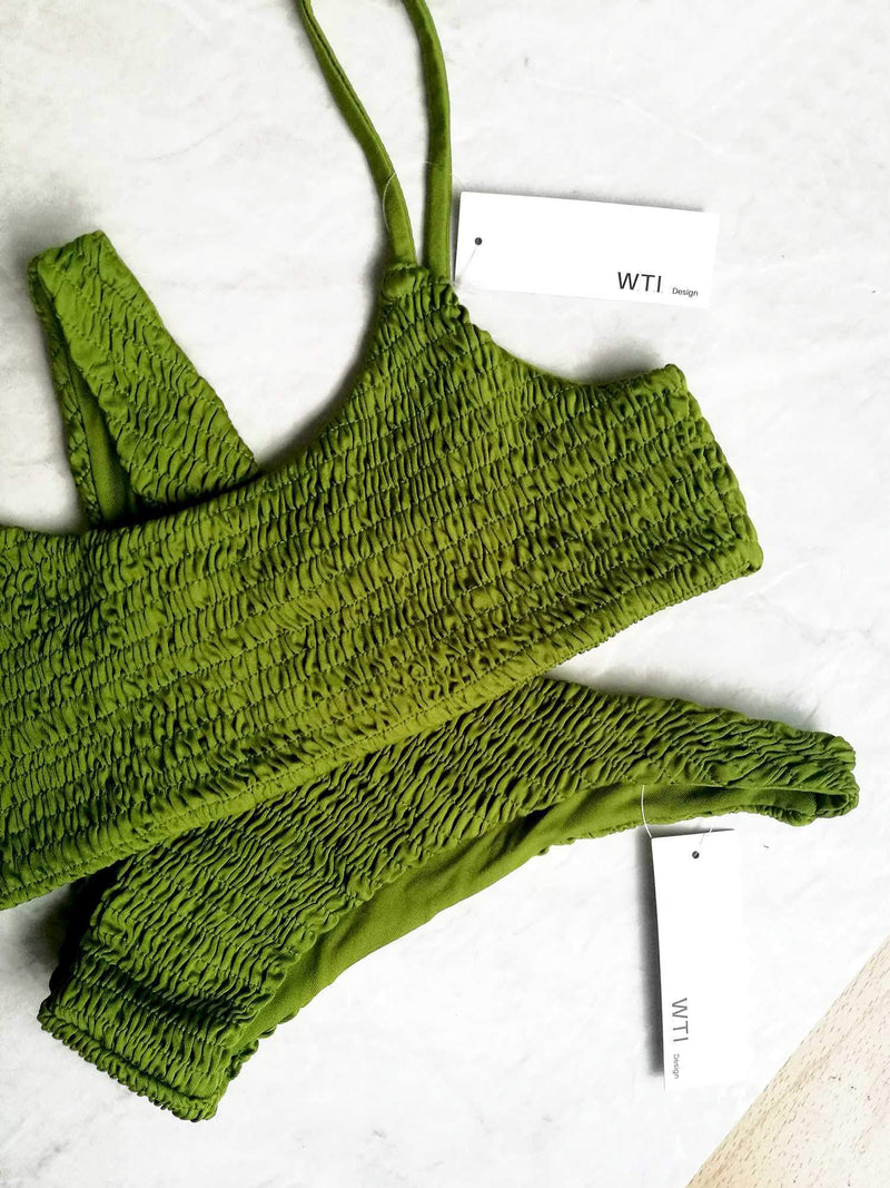 Cute Scrunch Spaghetti Bikini Set - worthtryit.com
