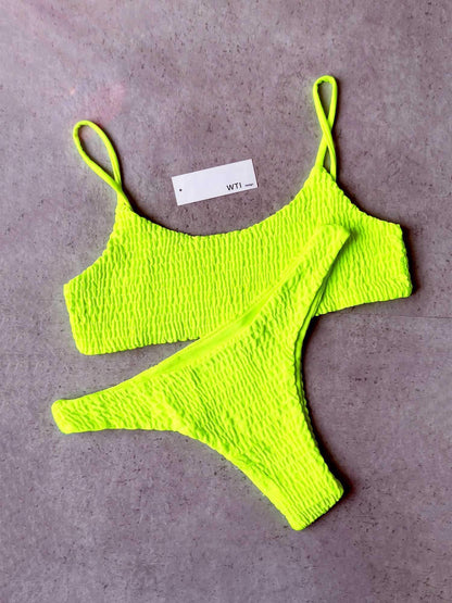 Cute Scrunch Spaghetti Bikini Set - worthtryit.com