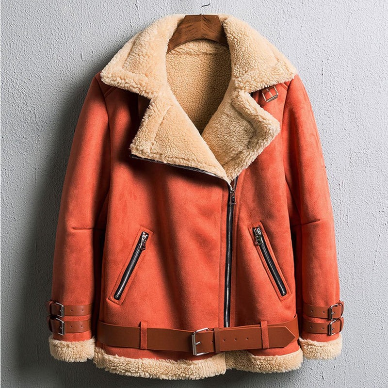 Oversized Faux Fur Moto Bike Jacket - worthtryit.com