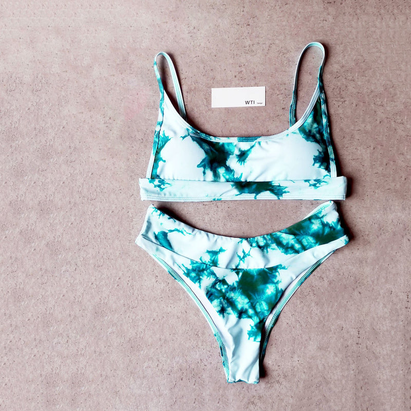 Tie Dye Crop Top Bikini Swimsuit - worthtryit.com