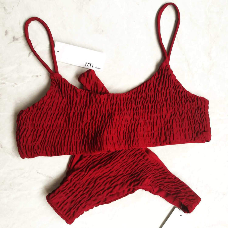Cute Scrunch Spaghetti Bikini Set - worthtryit.com