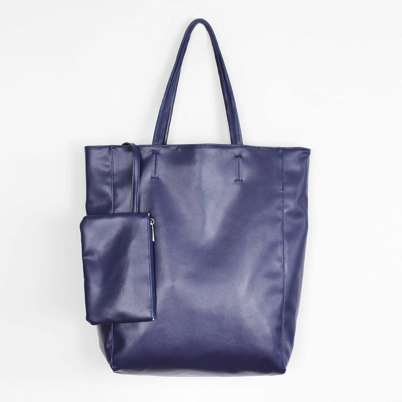 Eco Vegan Leather Lambskin Work Tote bag Large 16.7" With Little Purse Inside