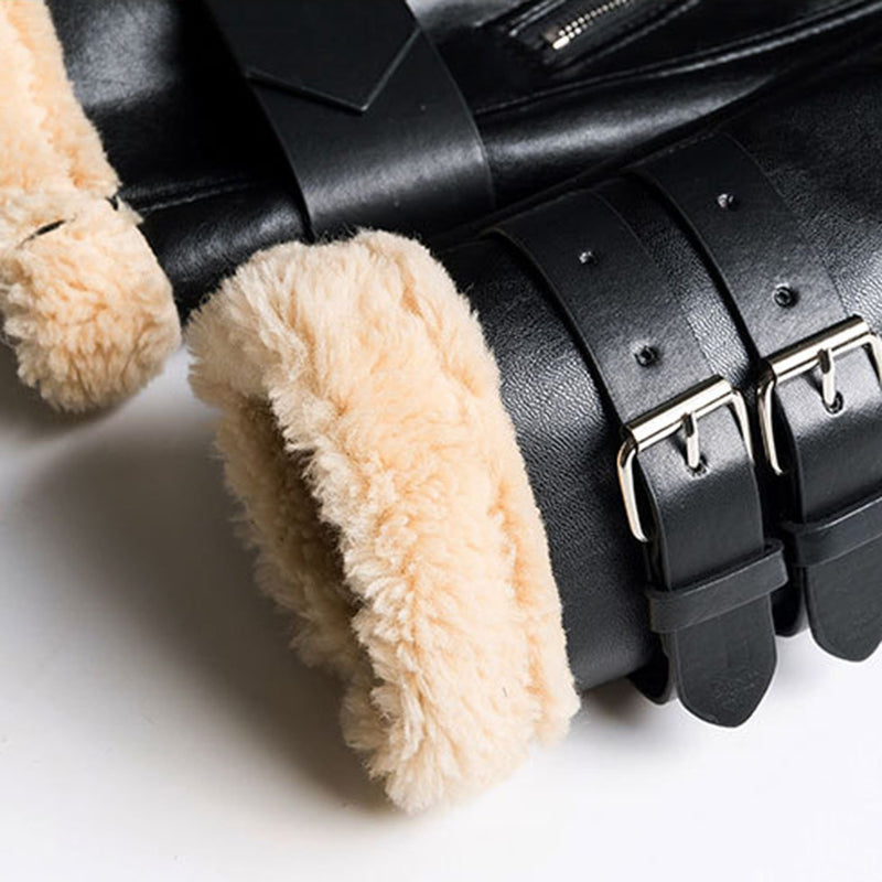 Oversized Faux Fur Moto Bike Jacket - worthtryit.com