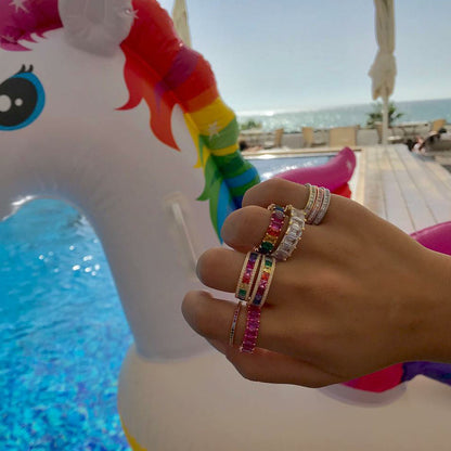 Rainbow Baguette Ring