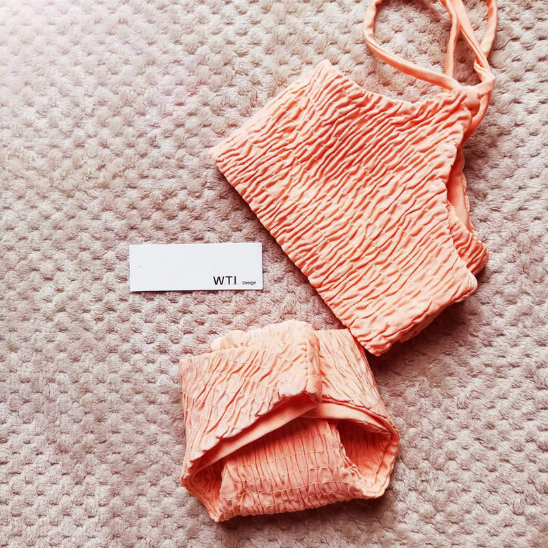 Cute Scrunch Spaghetti Bikini Set - worthtryit.com