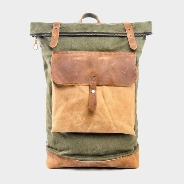 Color Blocked Canvas Backpack 15"