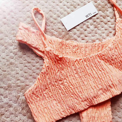 Cute Scrunch Spaghetti Bikini Set - worthtryit.com