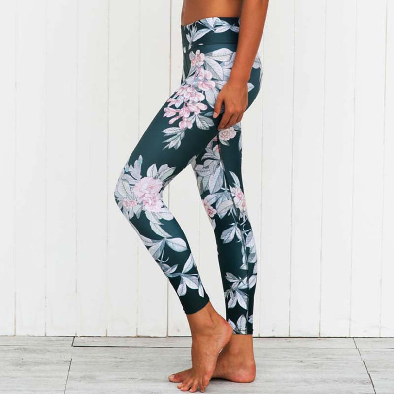 Floral Yoga Pants Fitness Leggings-Green – W.T.I. Design