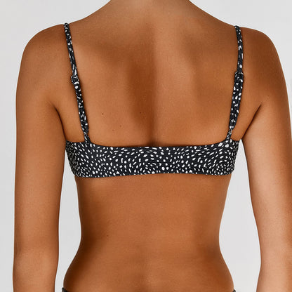 Ribbed V Neck Crop Top High Rise Bikini Swimsuit - worthtryit.com