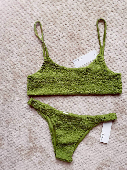 Cute Scrunch Spaghetti Bikini Set - worthtryit.com