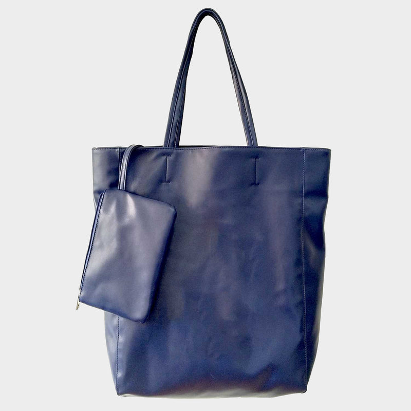 Eco Vegan Leather Lambskin Work Tote bag Large 16.7" With Little Purse Inside
